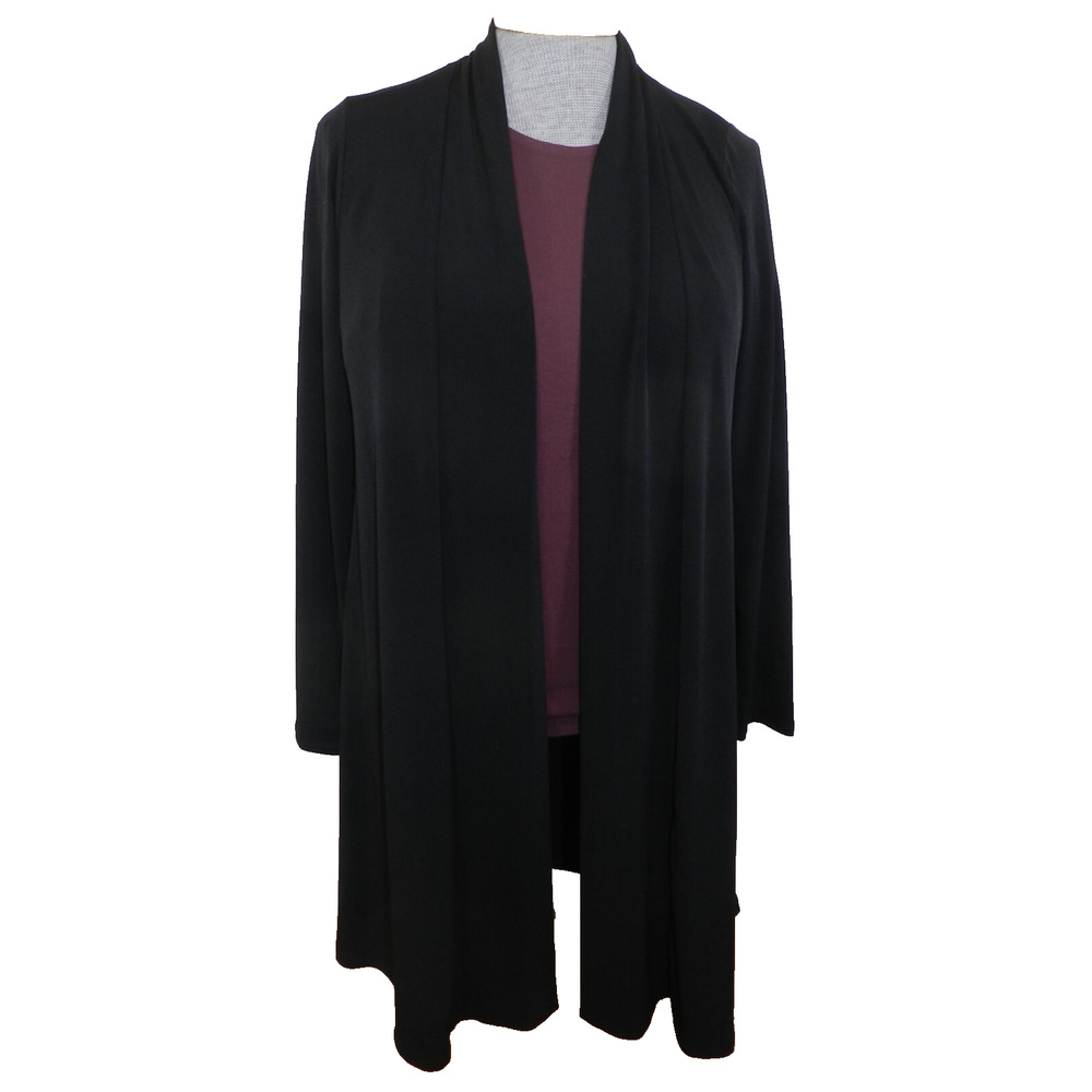 Women's Kaari Blue Long Sleeve Travelers Jacket duster Size XL Black (nn49)